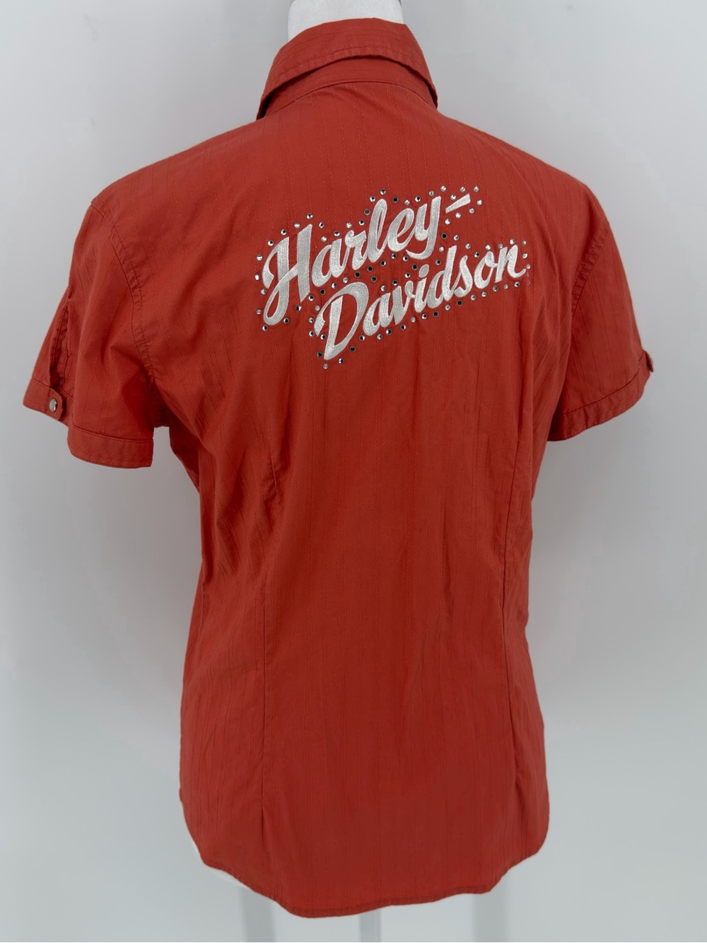 Vintage Harley-Davidson Women‎ Short Sleeve Pearl Snap Rhinestone Shirt Biker